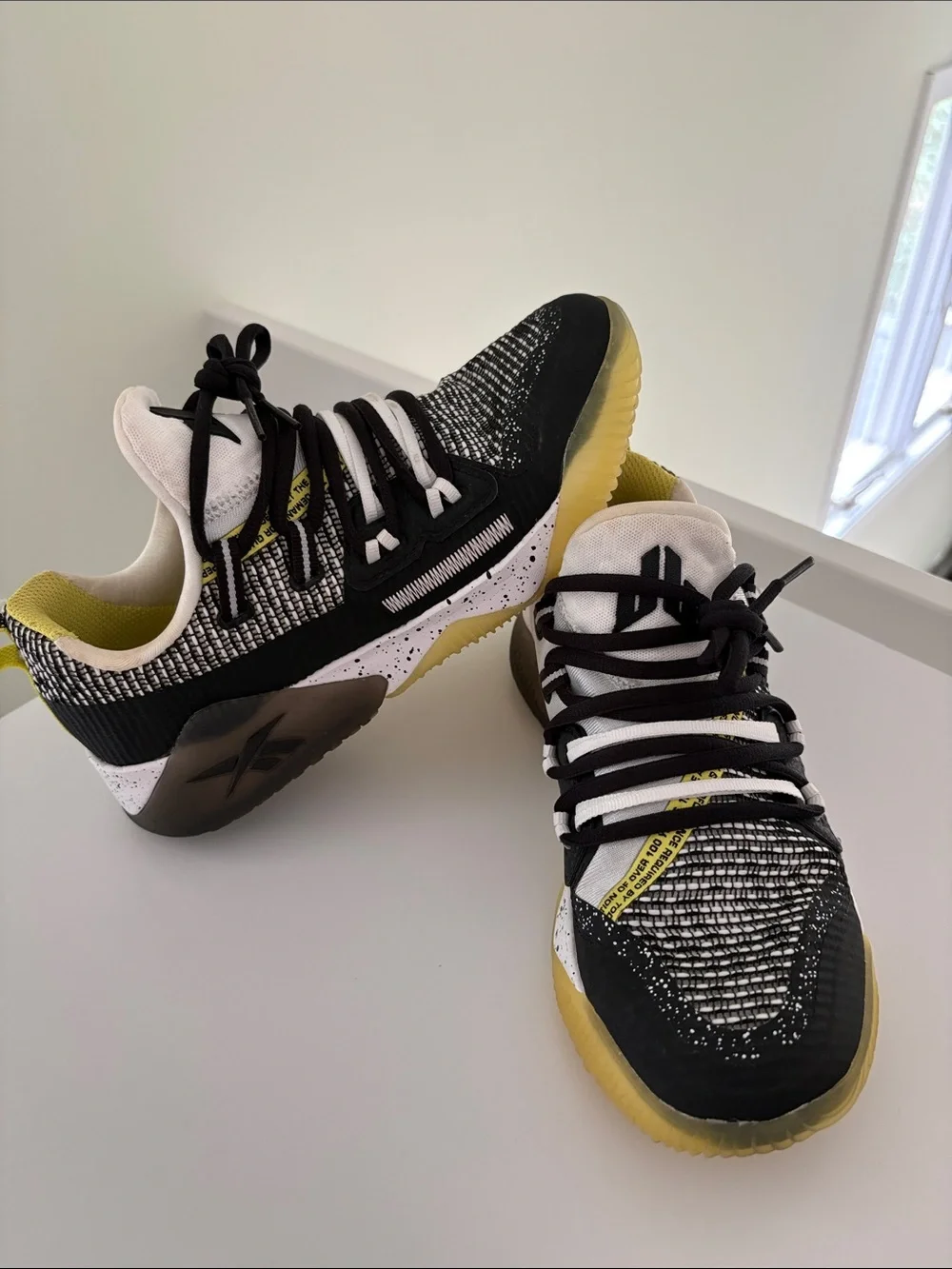 Reebok Kids Black, White & Yellow Low-Top Sneakers